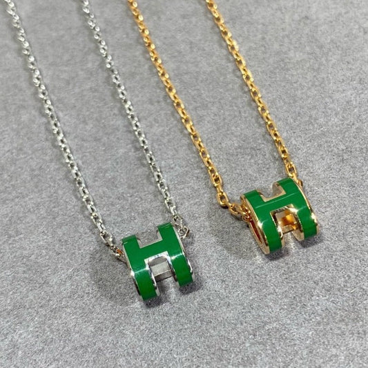 [LunaMar]POP H GREEN NECKLACE SILVER AND GOLD