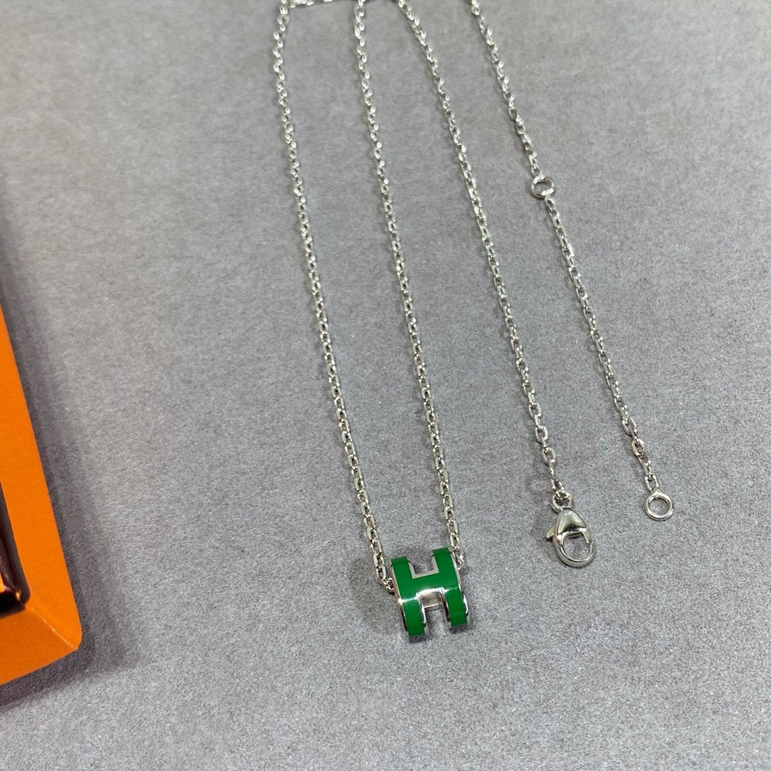 [LunaMar]POP H GREEN NECKLACE SILVER AND GOLD