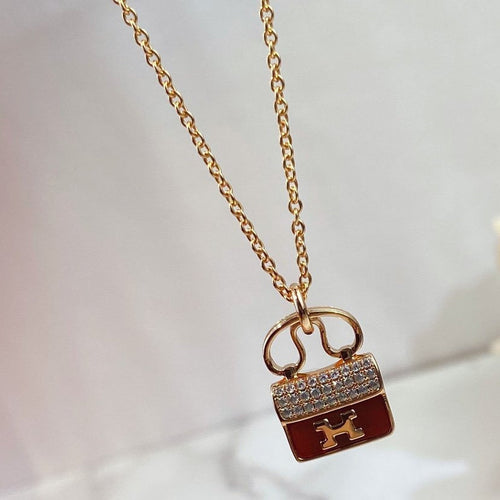[LunaMar]CONSTANCE RED PEDANT ROSE GOLD NECKLACE