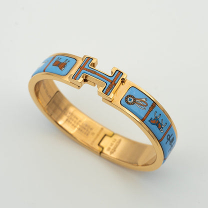 [LunaMar]H ROSE GOLD BRACELET BLUE CERAMIC