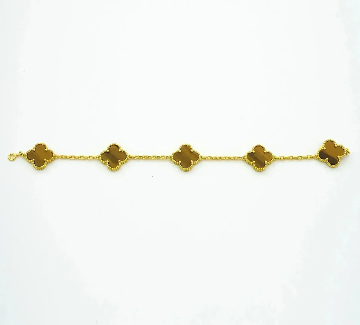 [LunaMar]LUCKY CLOVER 5-MOTIF BRACELET -  TIGER’S EYE COLLECTION