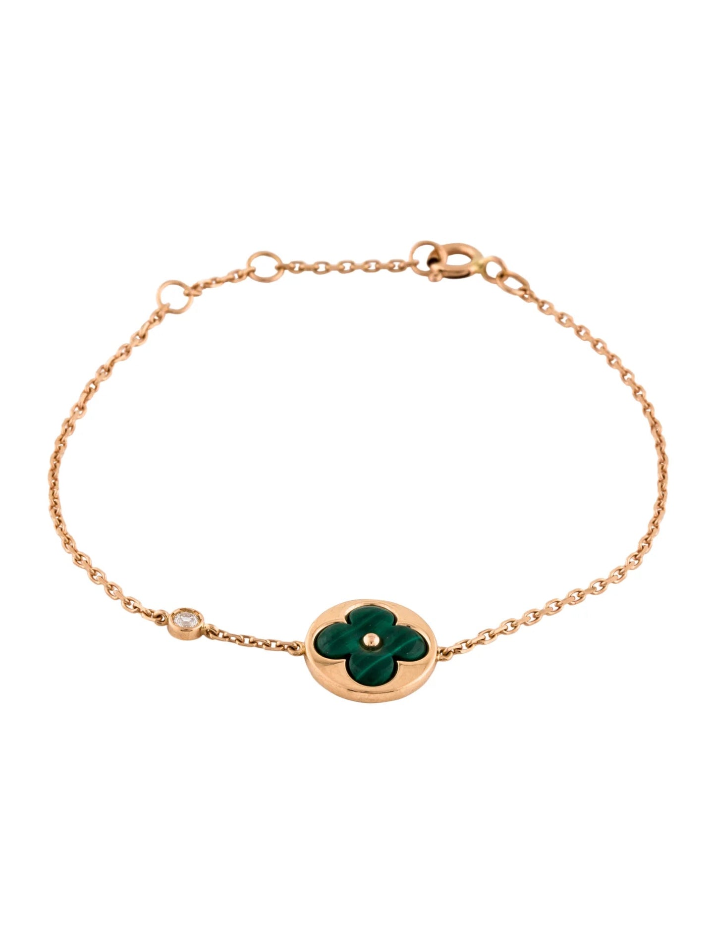 [LunaMar]SUN MALACHITE 1 DIAMOND ROSE GOLD BRACELET