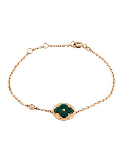 [LunaMar]SUN MALACHITE 1 DIAMOND ROSE GOLD BRACELET