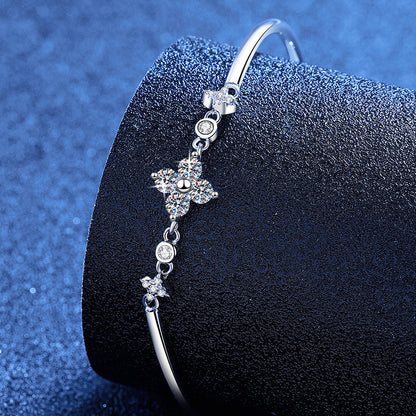 [LunaMar]CLOVER & TWIN-STAR MOISSANITE BRACELET