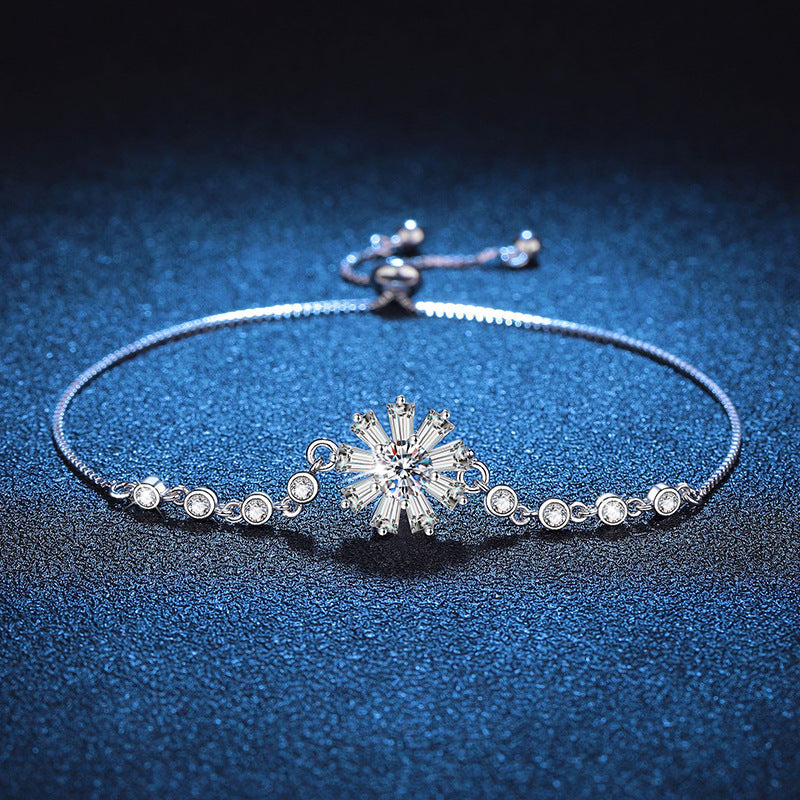 [LunaMar]RADIANT ICY CRYSTAL SUNFLOWER MOISSANITE BRACELET
