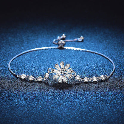 [LunaMar]RADIANT ICY CRYSTAL SUNFLOWER MOISSANITE BRACELET