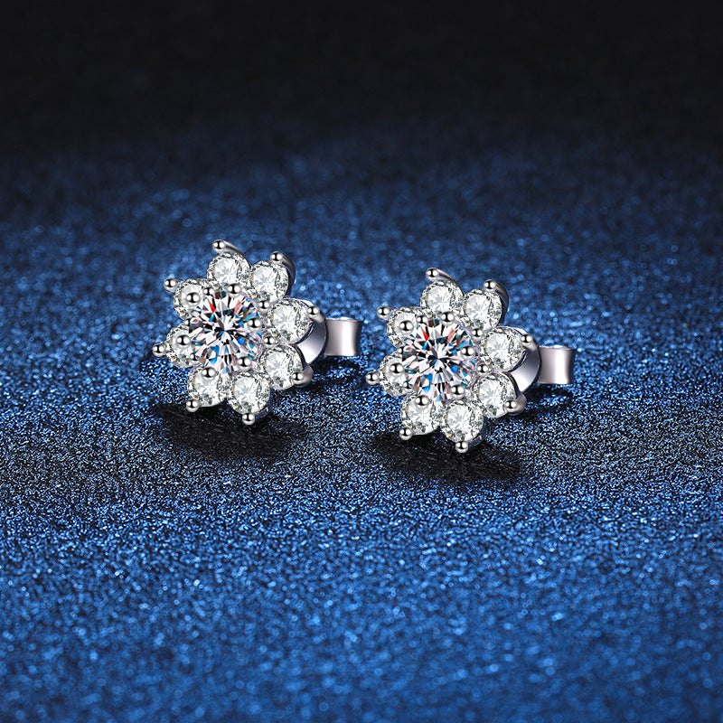 [LunaMar]RADIANT SUNFLOWER MOISSANITE STUD EARRINGS