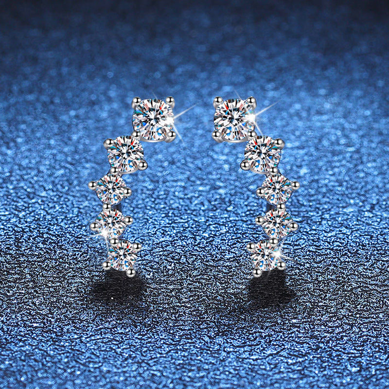 [LunaMar]SPARKLING SMILE ARC MOISSANITE STUD EARRINGS