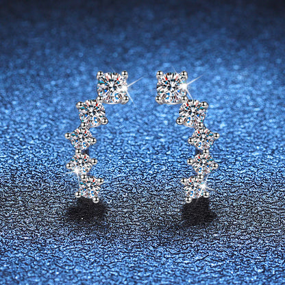 [LunaMar]SPARKLING SMILE ARC MOISSANITE STUD EARRINGS