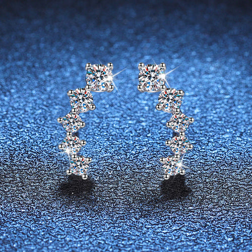 [LunaMar]SPARKLING SMILE ARC MOISSANITE STUD EARRINGS