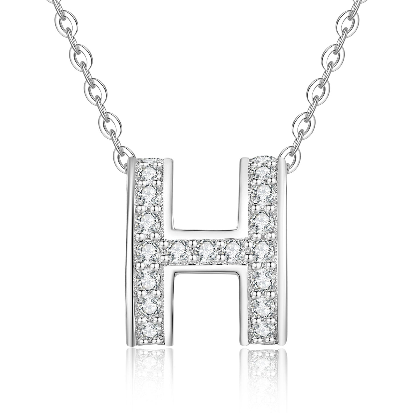 [LunaMar]FULL-PAVE "H" MOISSANITE PENDANT NECKLACE