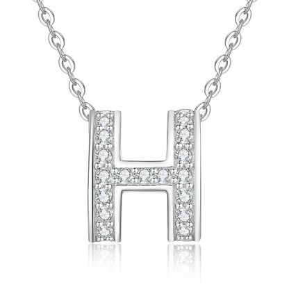 [LunaMar]FULL-PAVE "H" MOISSANITE PENDANT NECKLACE