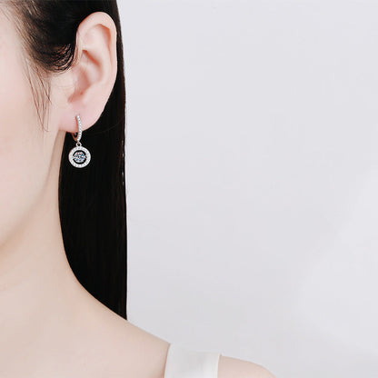 [LunaMar]DANCING MOISSANITE HALO DROP HOOP EARRINGS