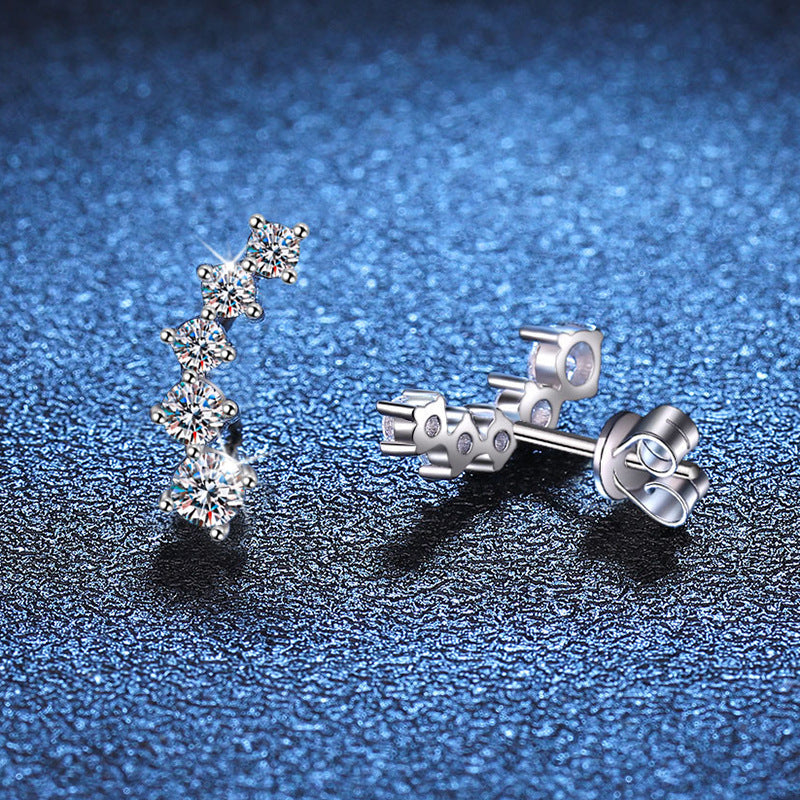 [LunaMar]SPARKLING SMILE ARC MOISSANITE STUD EARRINGS