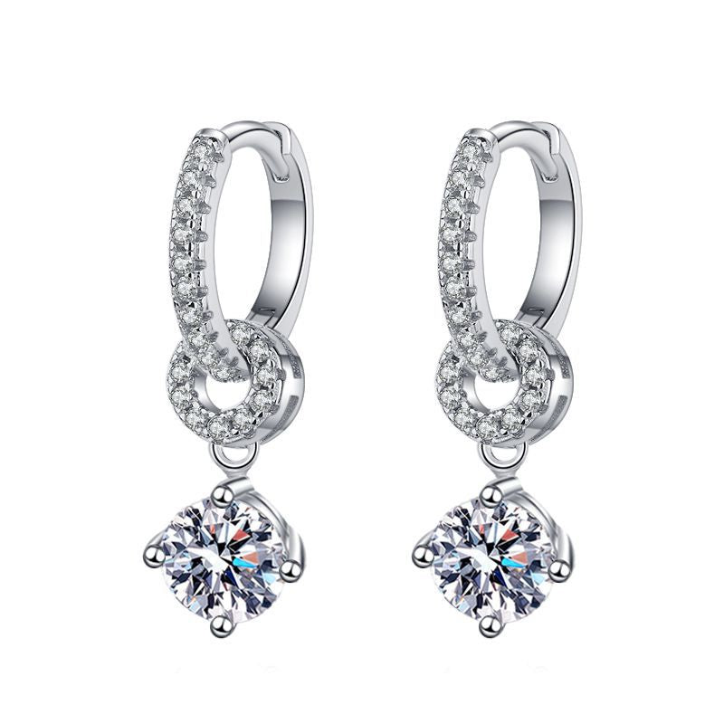 [LunaMar]INTERLOCKING DOUBLE RING MOISSANITE DROP EARRINGS