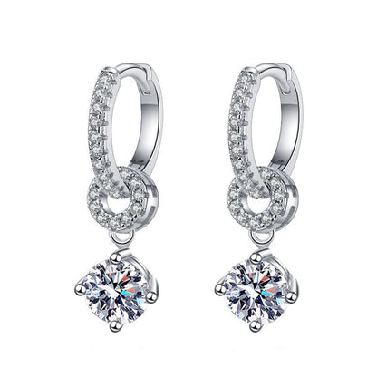 [LunaMar]INTERLOCKING DOUBLE RING MOISSANITE DROP EARRINGS