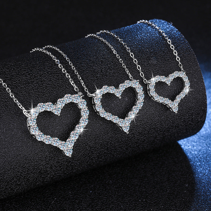 [LunaMar]ROMANTIC HEART MOISSANITE PENDANT NECKLACE