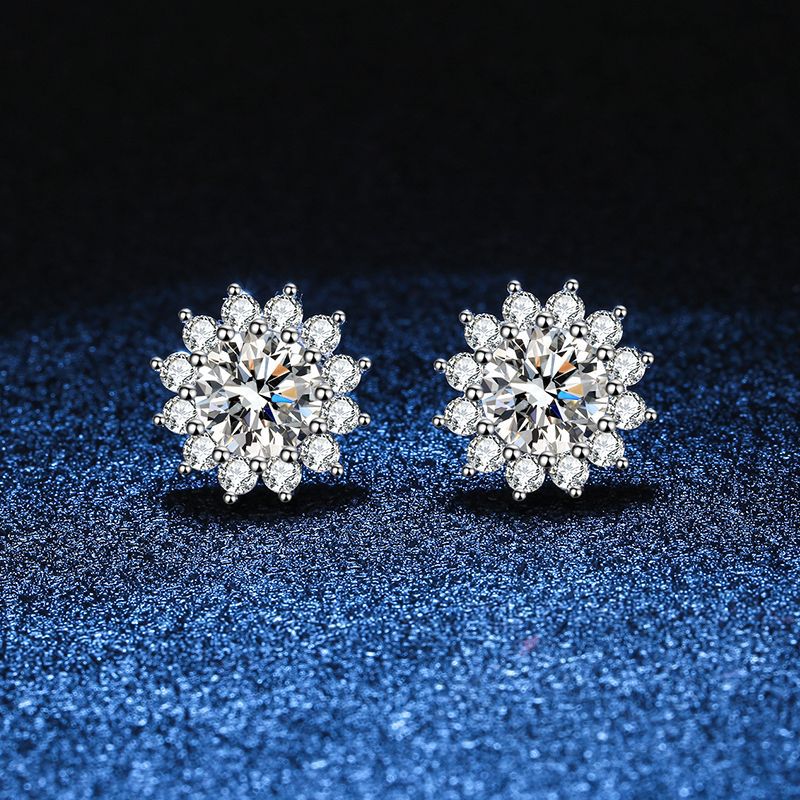 [LunaMar]BLOOMING SUNFLOWER MOISSANITE STUD EARRINGS