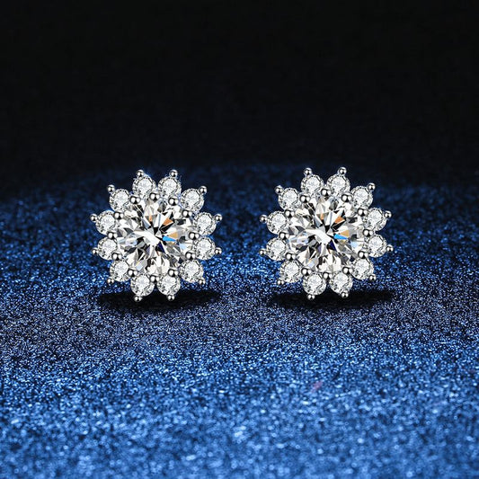 [LunaMar]BLOOMING SUNFLOWER MOISSANITE STUD EARRINGS