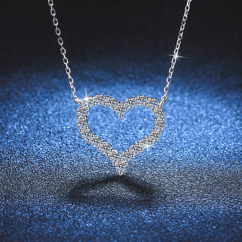 [LunaMar]ROMANTIC HEART MOISSANITE PENDANT NECKLACE