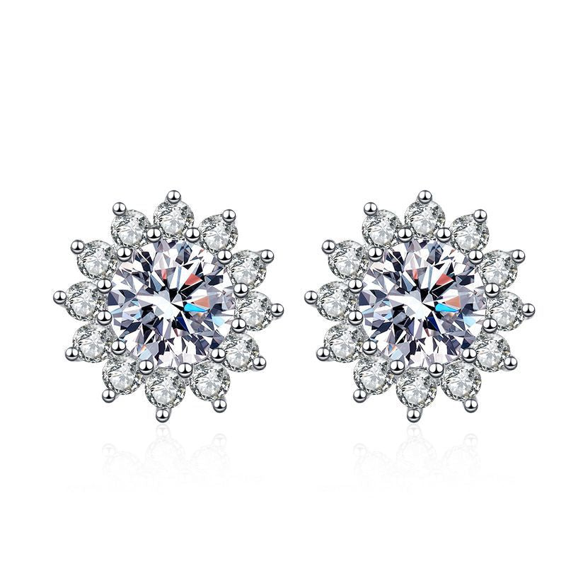 [LunaMar]BLOOMING SUNFLOWER MOISSANITE STUD EARRINGS