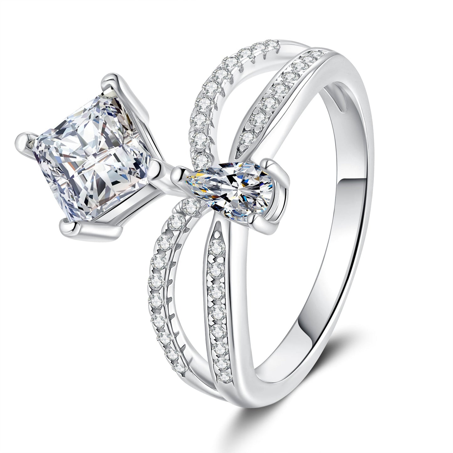 [LunaMar]ELEGANT DOUBLE-TWISTED MOISSANITE RING