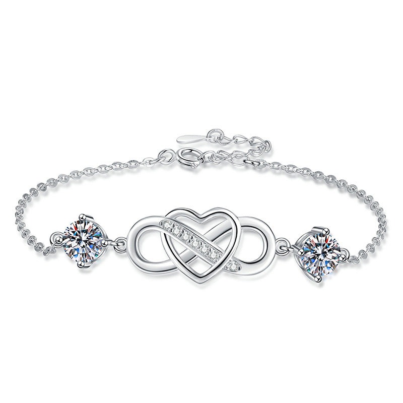 [LunaMar]DOUBLE-STONE "LOVE LINK" MOISSANITE BRACELET