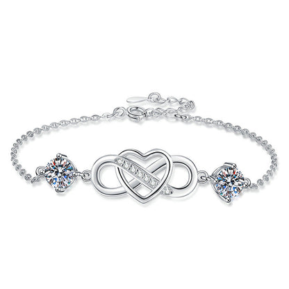 [LunaMar]DOUBLE-STONE "LOVE LINK" MOISSANITE BRACELET