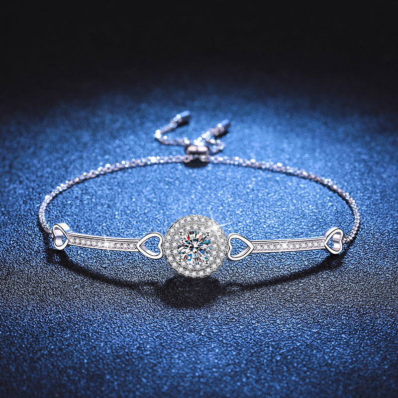 [LunaMar]INTERLOCKING HEART & CIRCLE MOISSANITE BRACELET