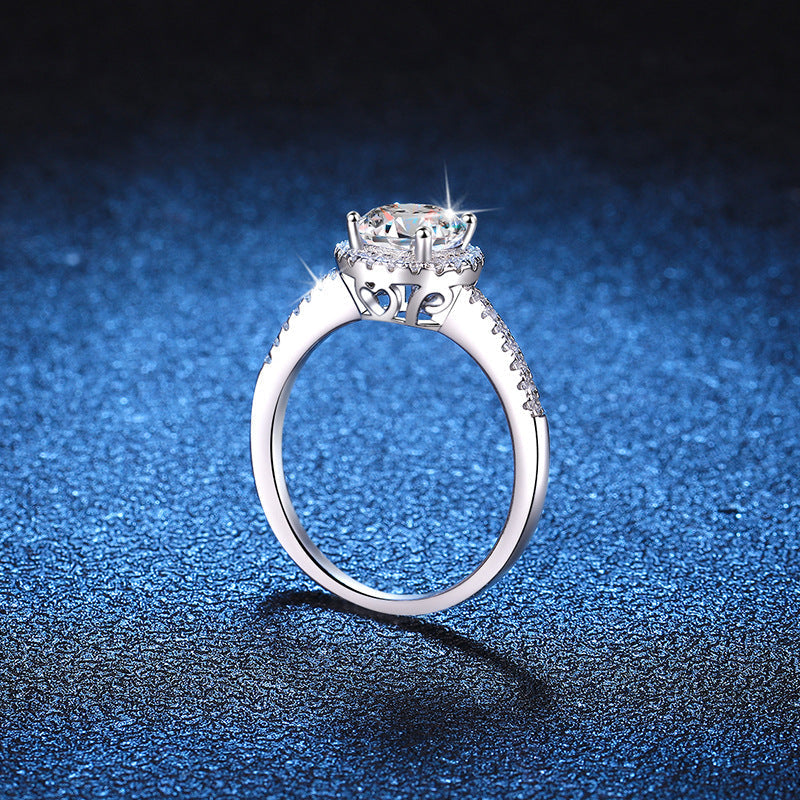 [LunaMar]RADIANT ROUND HALO MOISSANITE ENGAGEMENT RING
