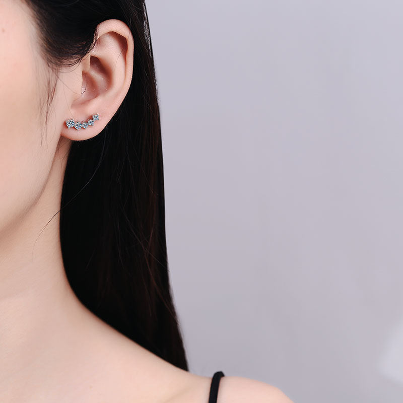 [LunaMar]SPARKLING SMILE ARC MOISSANITE STUD EARRINGS