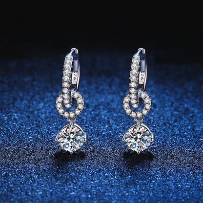 [LunaMar]INTERLOCKING DOUBLE RING MOISSANITE DROP EARRINGS