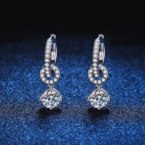 [LunaMar]INTERLOCKING DOUBLE RING MOISSANITE DROP EARRINGS