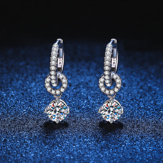 [LunaMar]INTERLOCKING DOUBLE RING MOISSANITE DROP EARRINGS