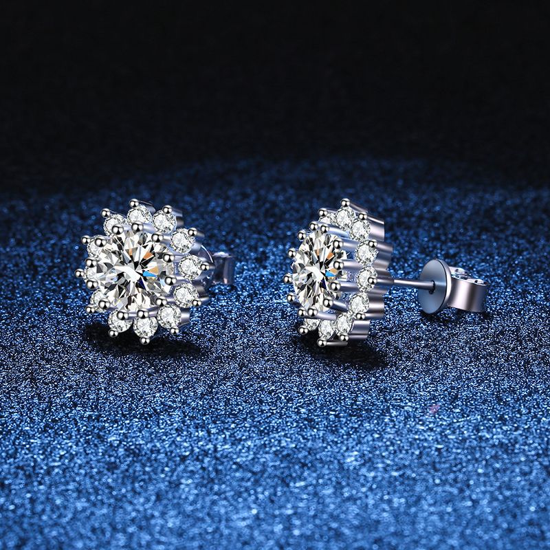 [LunaMar]BLOOMING SUNFLOWER MOISSANITE STUD EARRINGS