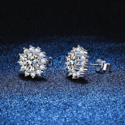 [LunaMar]BLOOMING SUNFLOWER MOISSANITE STUD EARRINGS