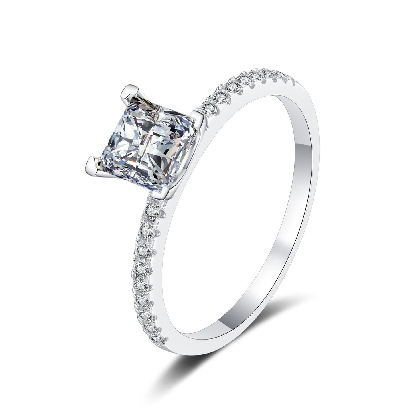 [LunaMar]ELEGANT PRINCESS CUT MOISSANITE ENGAGEMENT RING