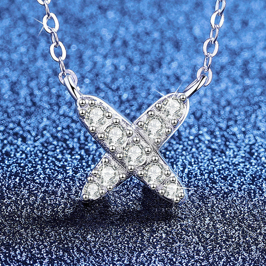 [LunaMar]MODERN X-SHAPE PAVÉ MOISSANITE NECKLACE