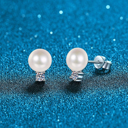 [LunaMar]ELEGANT NATURAL PEARL & MOISSANITE DROP EARRINGS