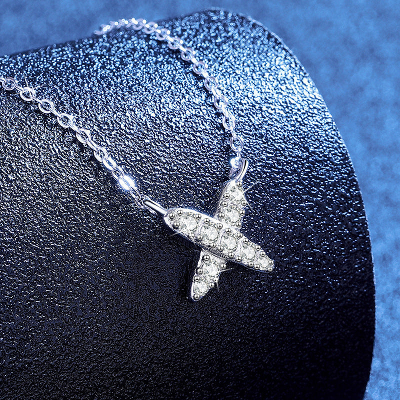 [LunaMar]MODERN X-SHAPE PAVÉ MOISSANITE NECKLACE