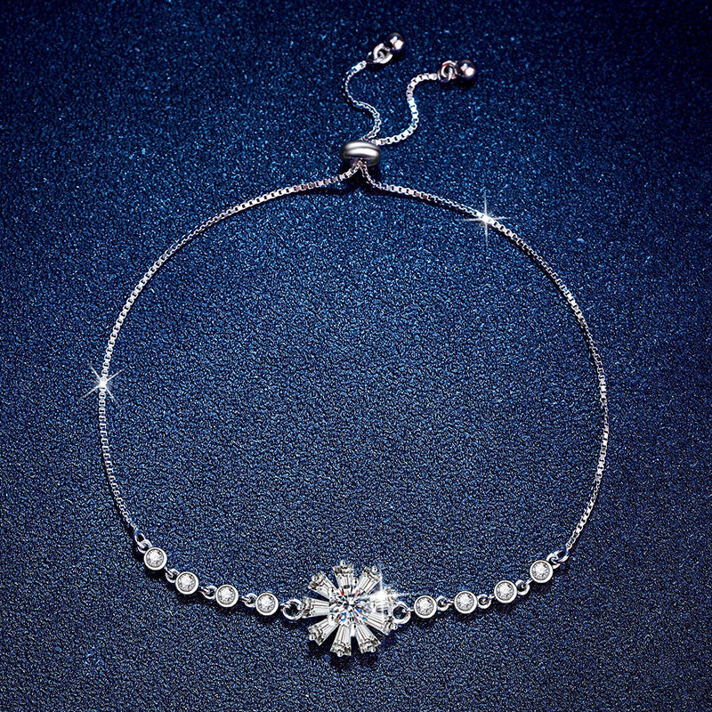 [LunaMar]RADIANT ICY CRYSTAL SUNFLOWER MOISSANITE BRACELET