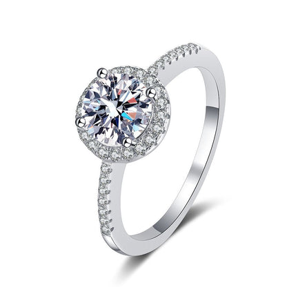 [LunaMar]RADIANT ROUND HALO MOISSANITE ENGAGEMENT RING