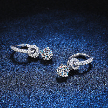 [LunaMar]INTERLOCKING DOUBLE RING MOISSANITE DROP EARRINGS