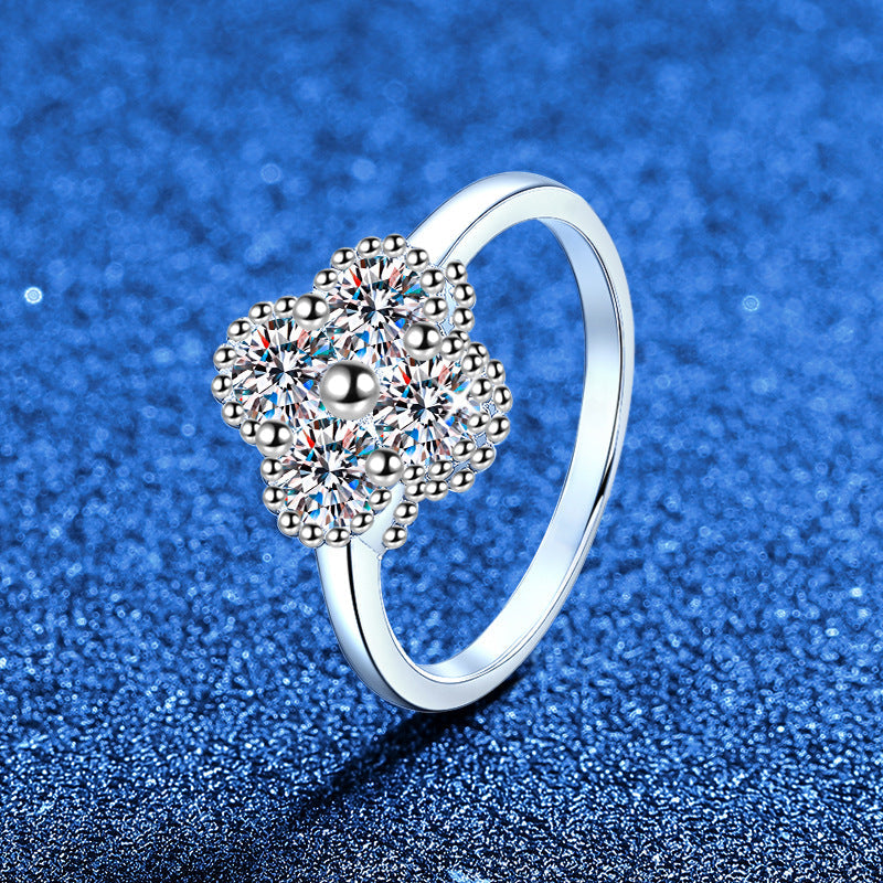 [LunaMar]ELEGANT FOUR-LEAF CLOVER MOISSANITE RING