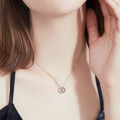 [LunaMar]GEOMETRIC SUGAR-CUBE MOISSANITE NECKLACE
