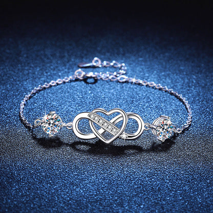 [LunaMar]DOUBLE-STONE "LOVE LINK" MOISSANITE BRACELET