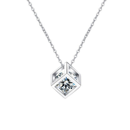 [LunaMar]GEOMETRIC SUGAR-CUBE MOISSANITE NECKLACE