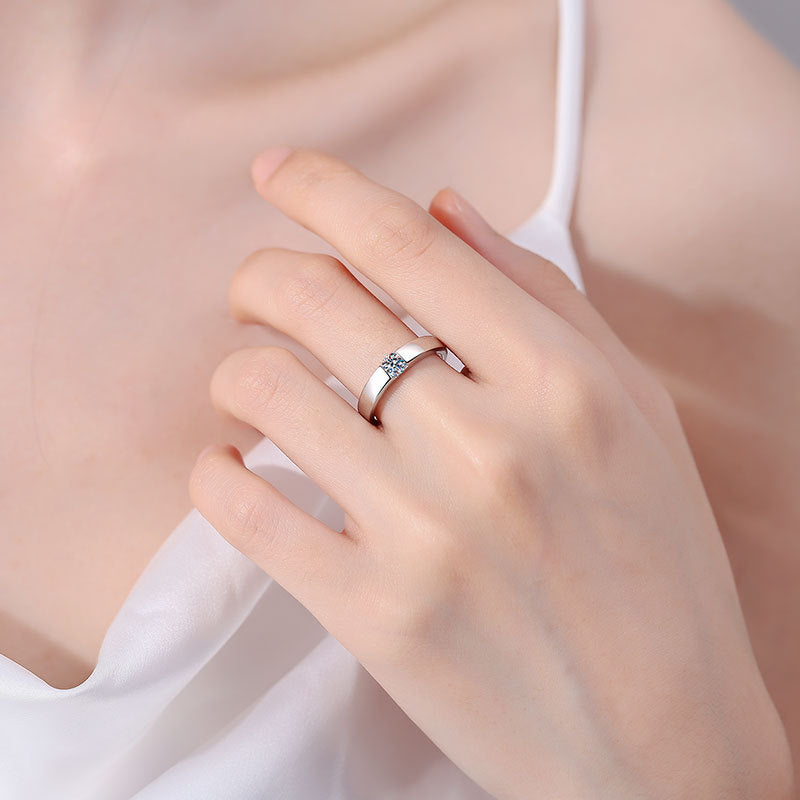 [LunaMar]SLEEK MINIMALIST COUPLE'S MOISSANITE RING