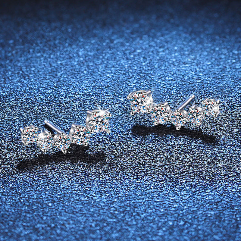 [LunaMar]SPARKLING SMILE ARC MOISSANITE STUD EARRINGS