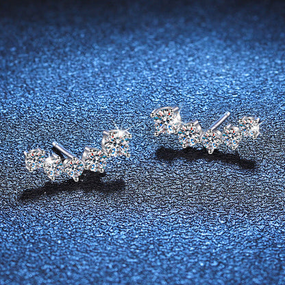 [LunaMar]SPARKLING SMILE ARC MOISSANITE STUD EARRINGS